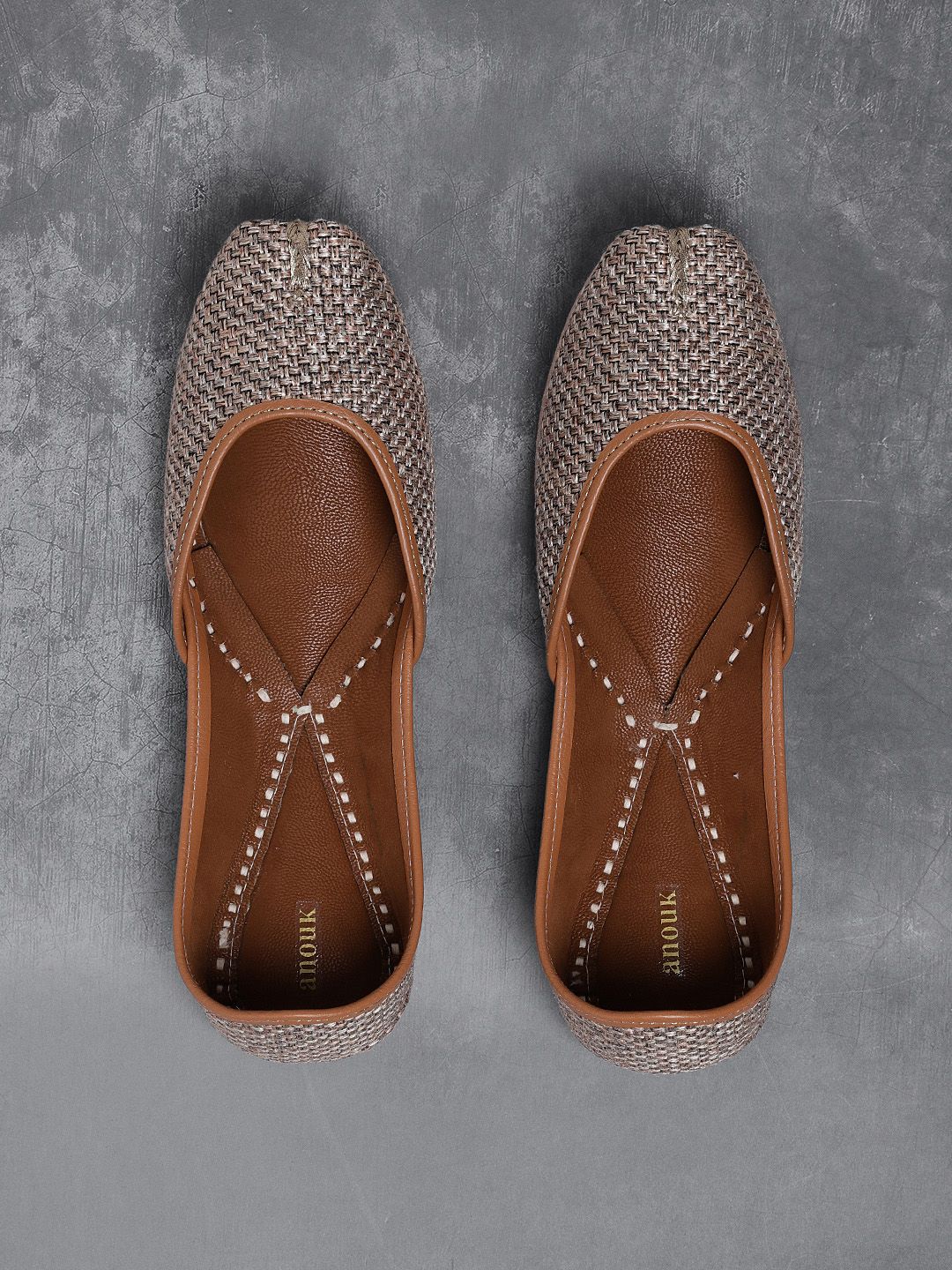 Anouk Women Brown Basketweave Mojaris