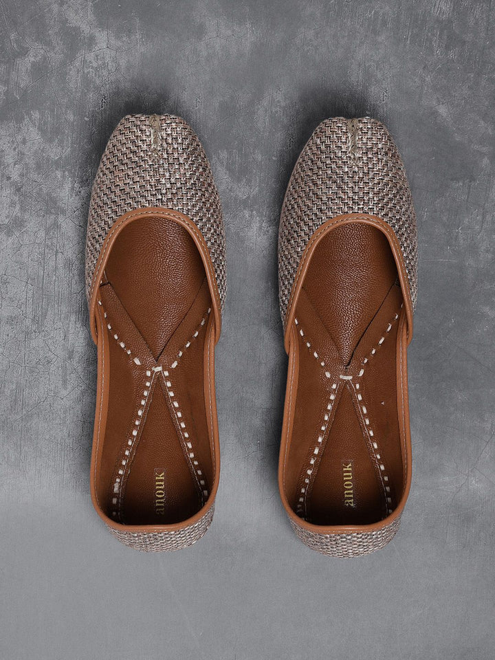 Anouk Women Brown Basketweave Mojaris