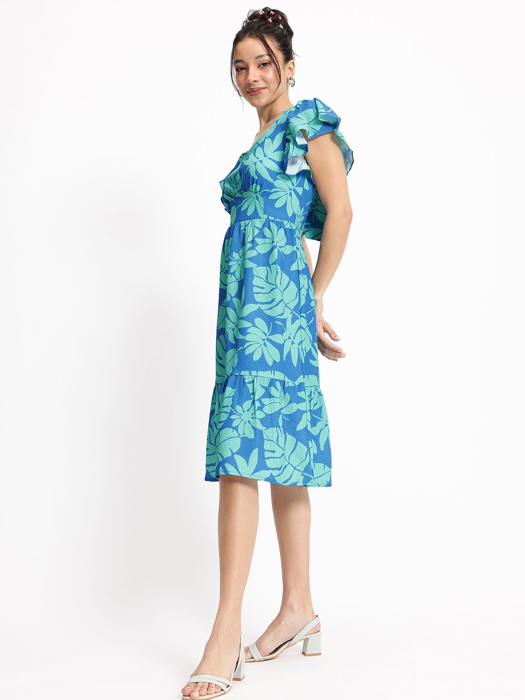 DressBerry Palm Party Ruffle Paradise A-Line Dress