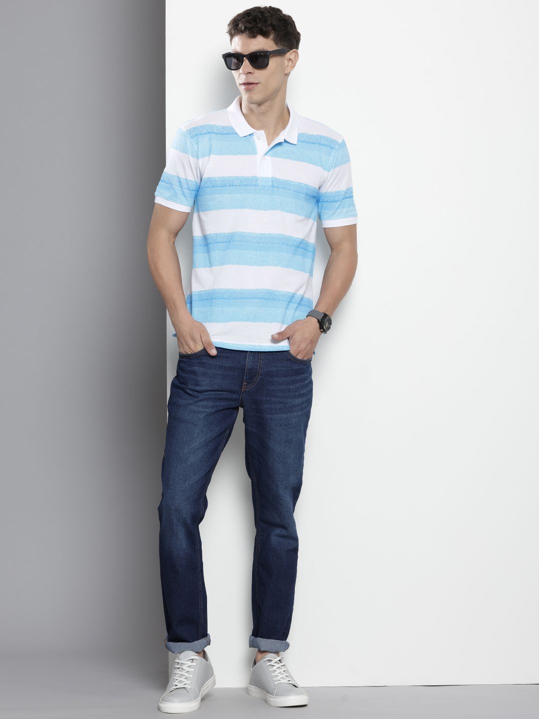 The Indian Garage Co Striped Polo Collar T-shirt
