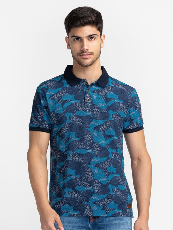 Being Human Floral Printed Polo Collar Cotton T-shirt