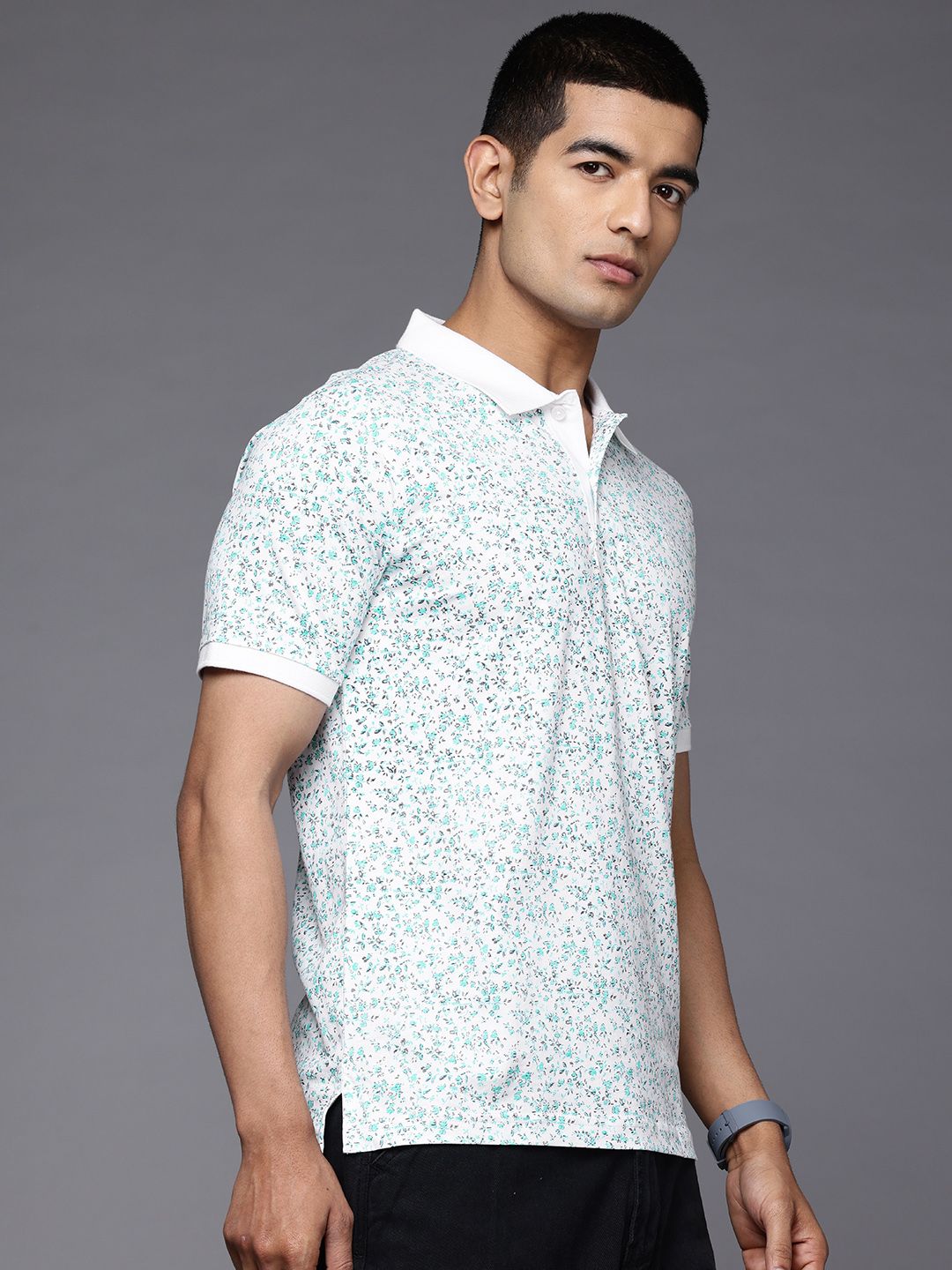 Raymond Printed Polo Collar Pure Cotton Slim Fit T-shirt