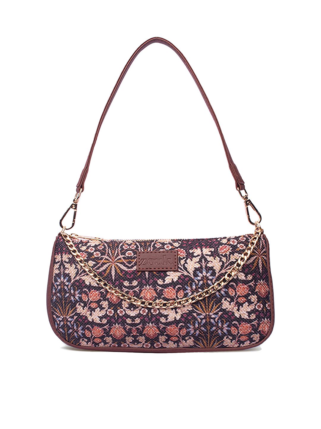 ZOUK Floral Printed Half Moon Shoulder Bag