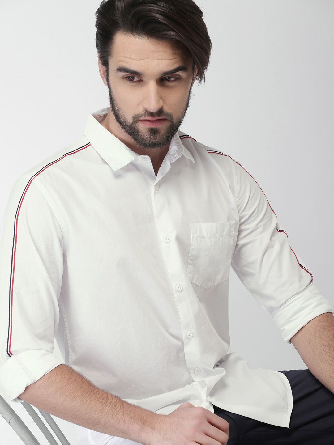 HIGHLANDER Men White Slim Fit Casual Shirt