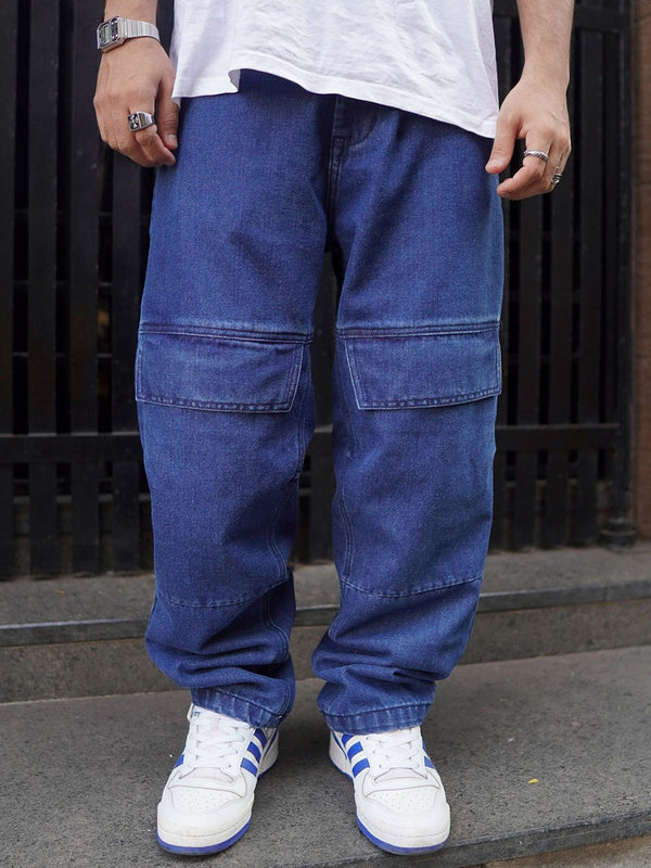 Powerlook Men Blue Boyfriend Fit Clean Look Cotton Cargo Jeans