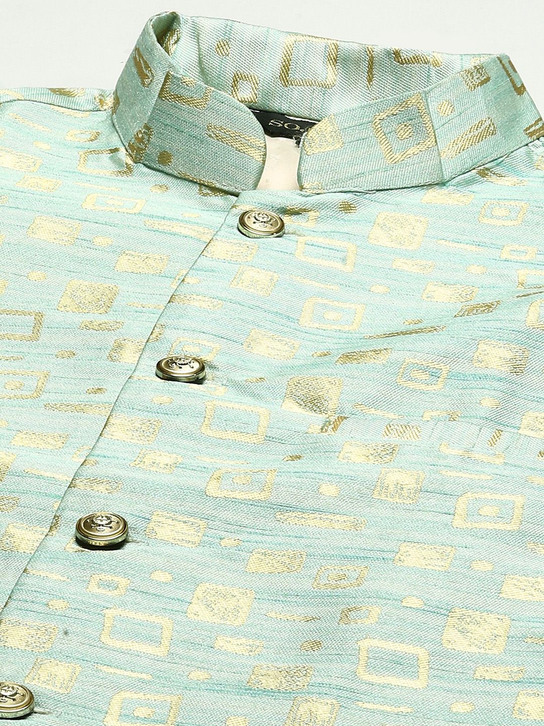 SOJANYA Men Woven Design Kurta with Churidar with Nehru Jacket