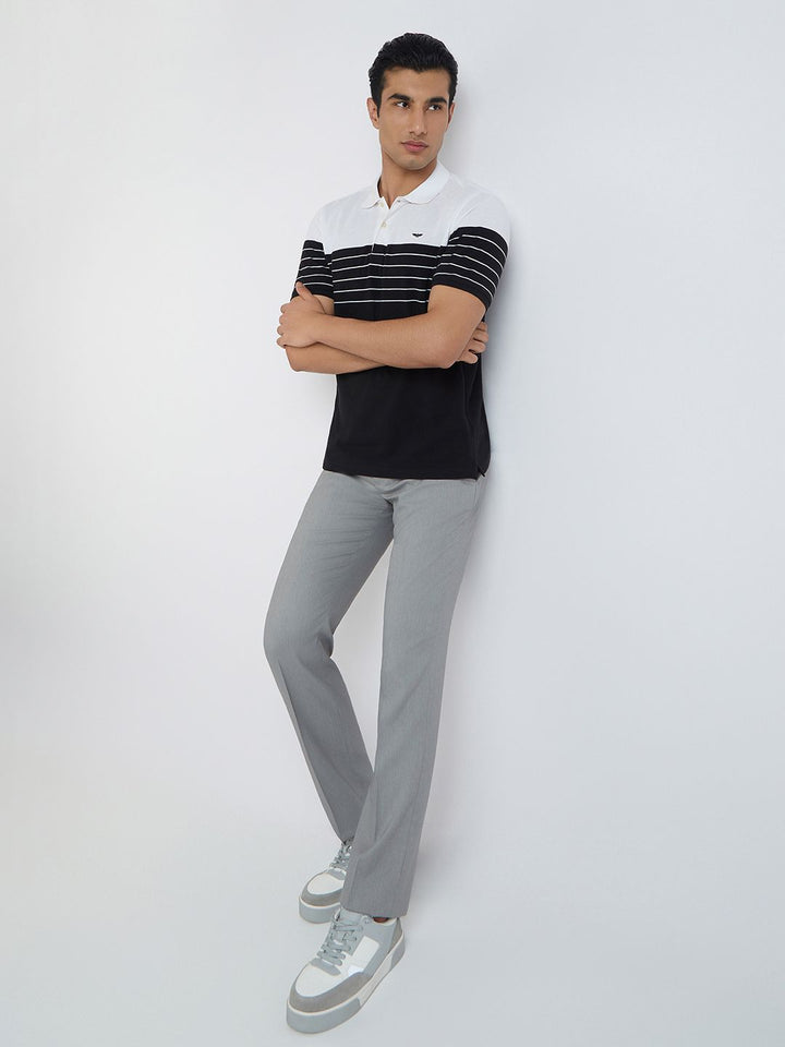 Park Avenue Striped Polo Collar Slim Fit T-shirt