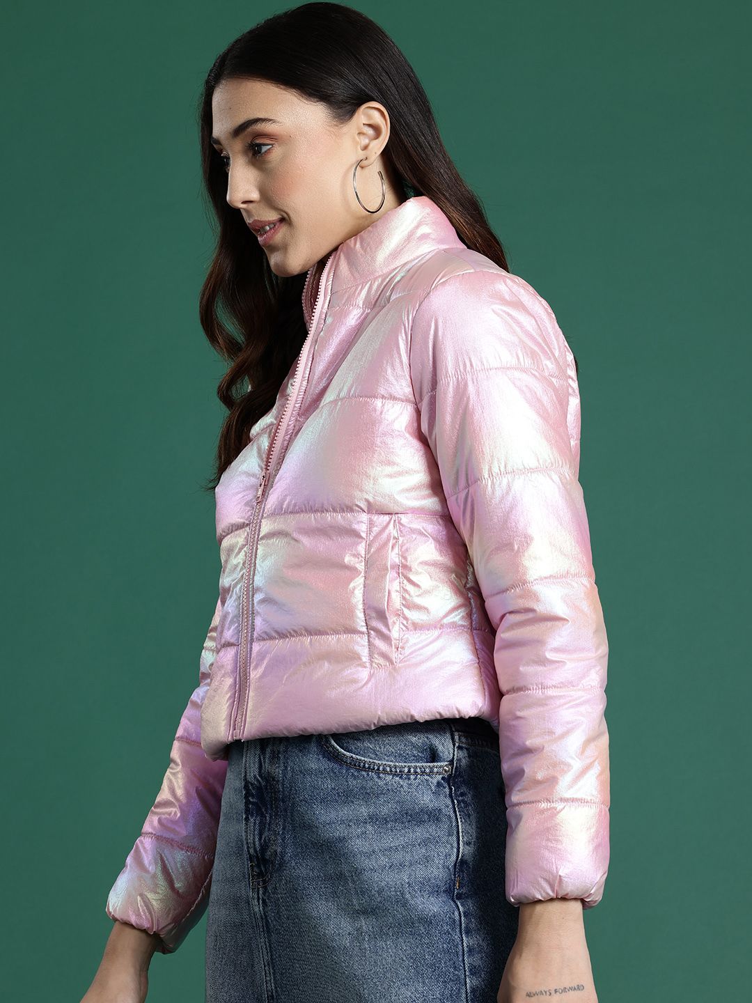 DressBerry  Dual-Toned Shimmer Puffer Jacket