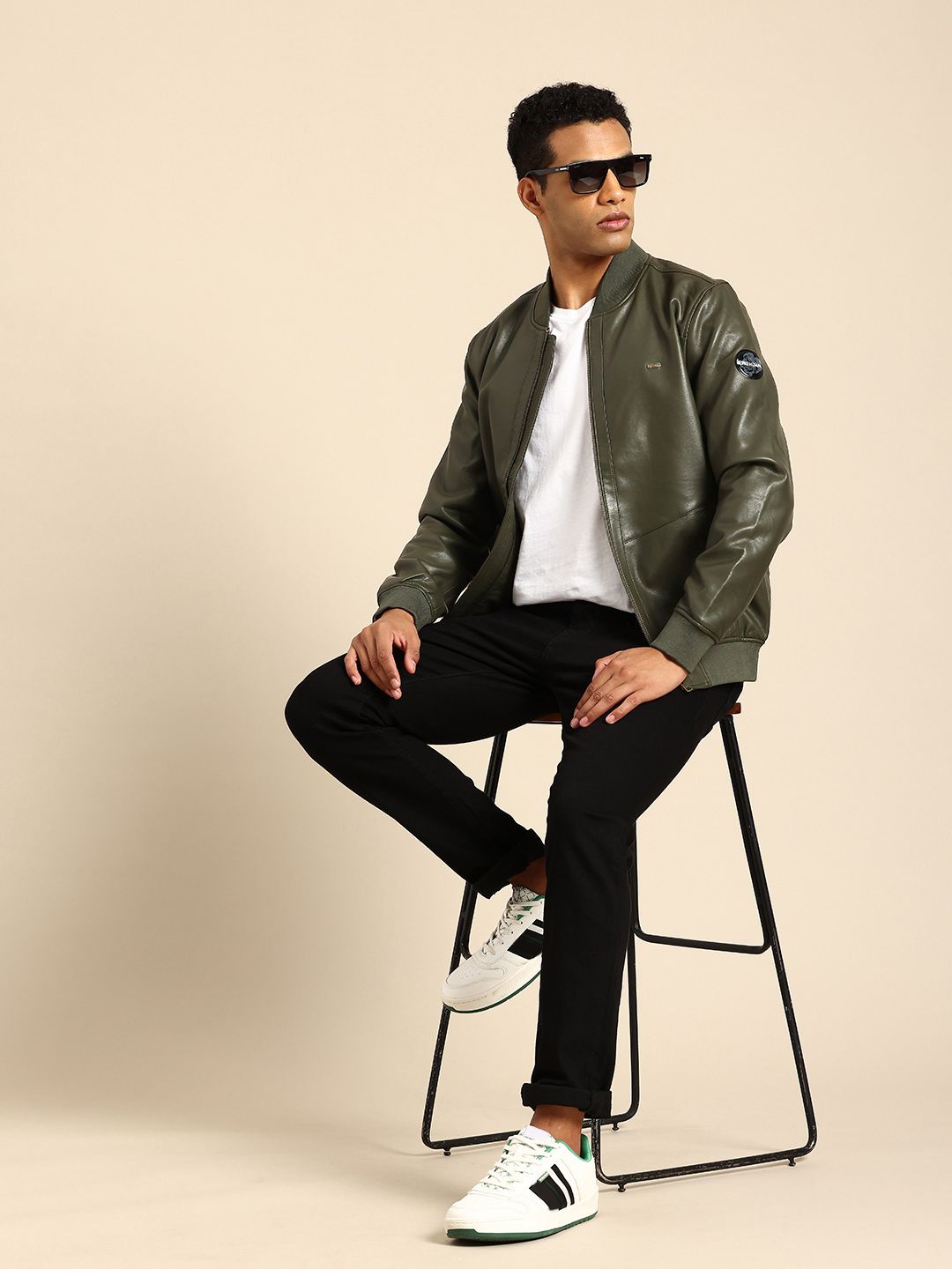 Being Human Men Stand Collar Biker Jacket