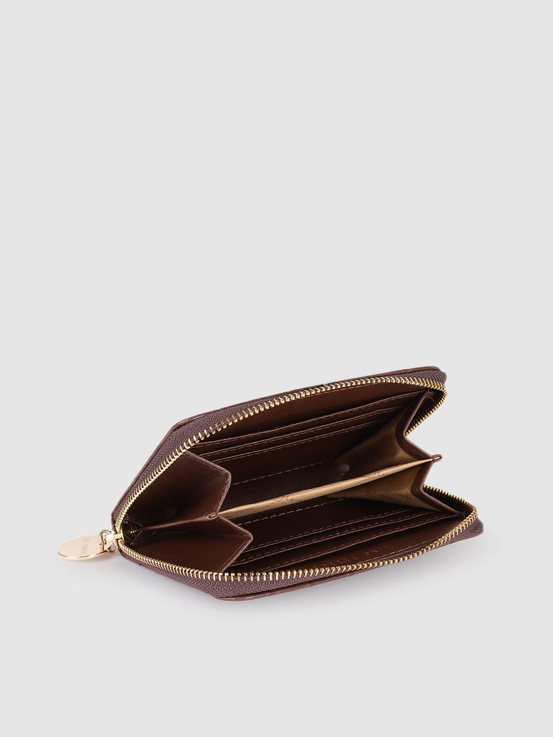 Lino Perros Women Coffee Brown Croc & Snakeskin Textured Zip Around Wallet