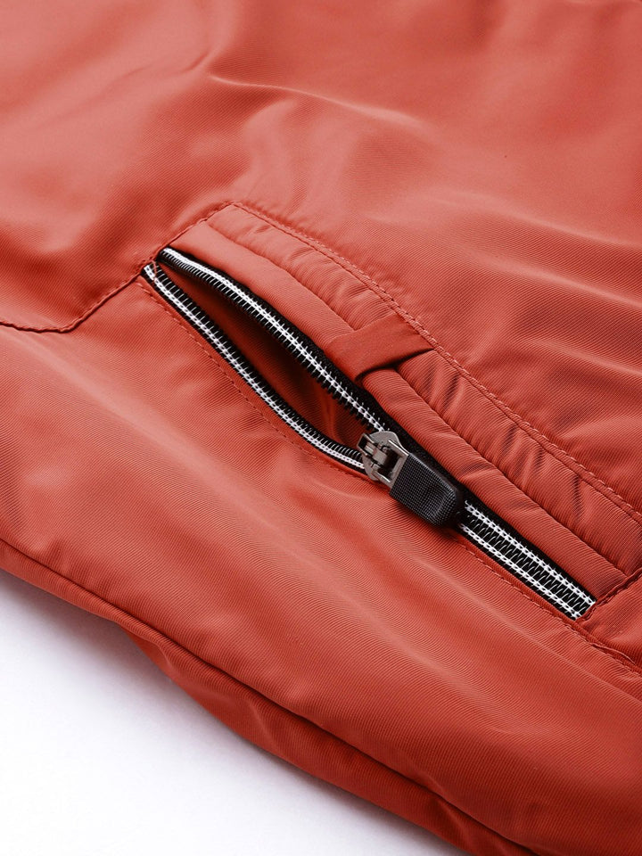 The Indian Garage Co Men Orange Solid Biker Jacket