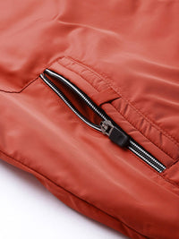 The Indian Garage Co Men Orange Solid Biker Jacket