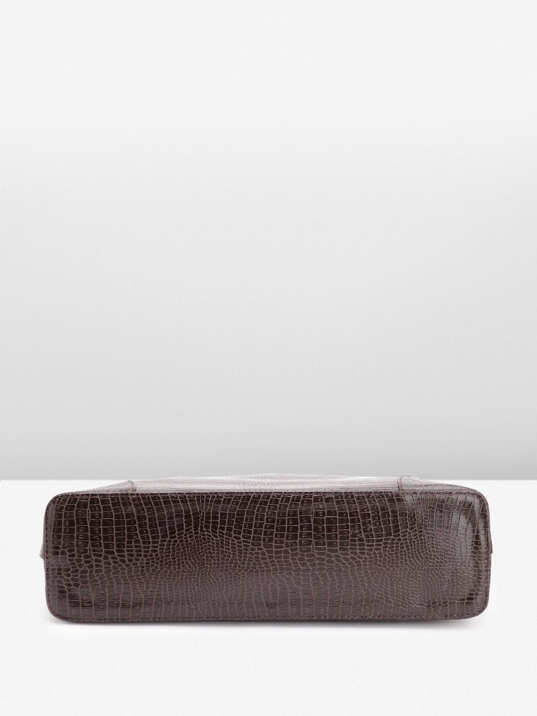 Lino Perros Women Croc Textured Structured Laptop Shoulder Bag