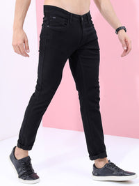 Highlander Men Black Black Slim Fit seluar jeans