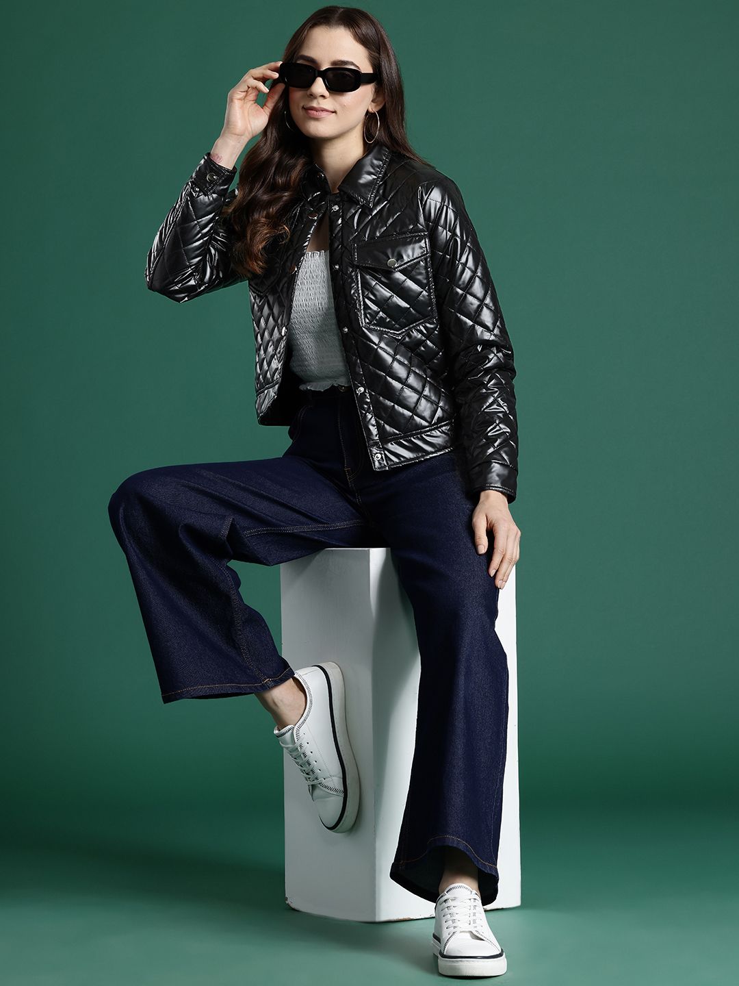 DressBerry Faux Leather Quilted Jacket