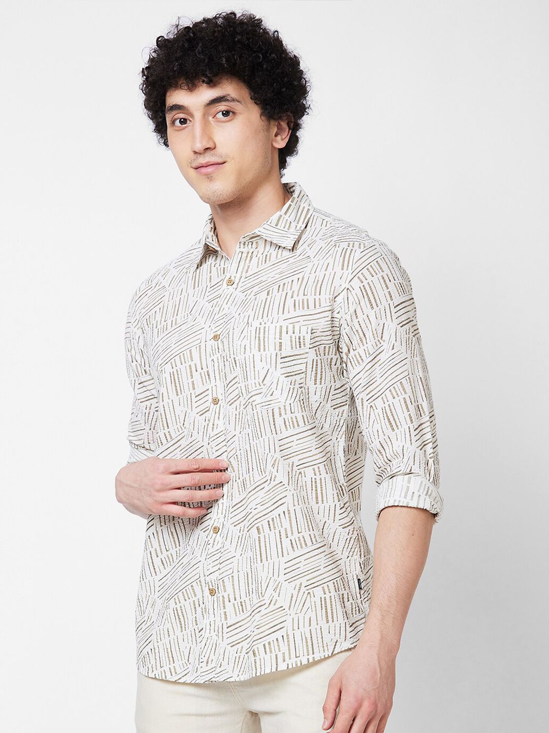 SPYKAR Abstract Opaque Printed Cotton Casual Shirt