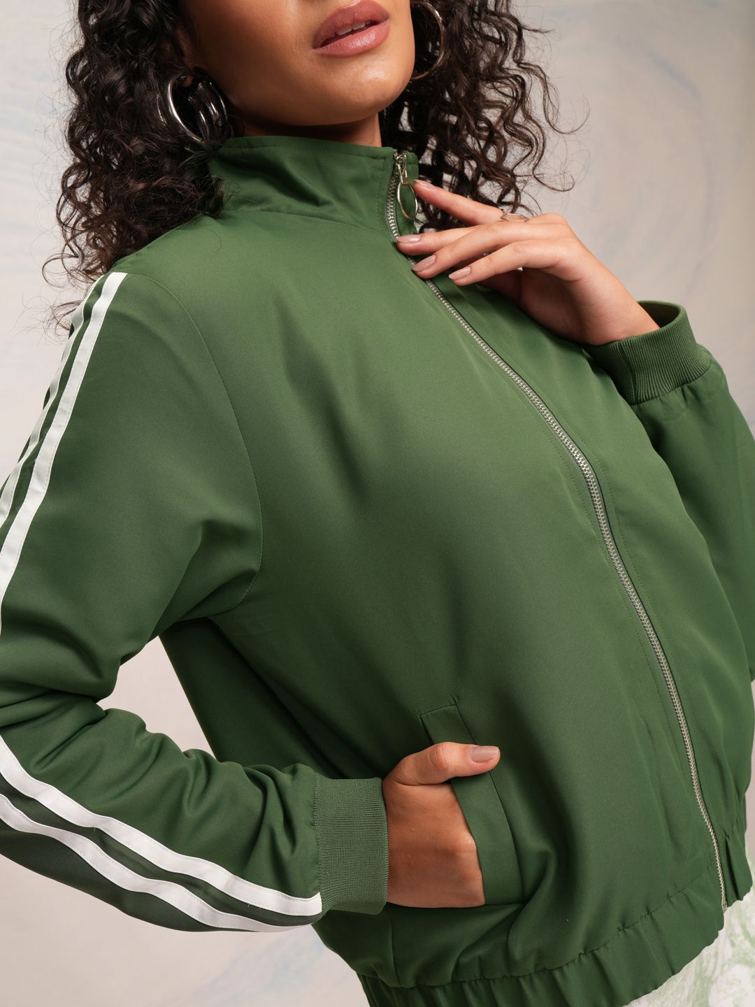 Tokyo Talkies Women Solid Mock Collar Tailored Jacket