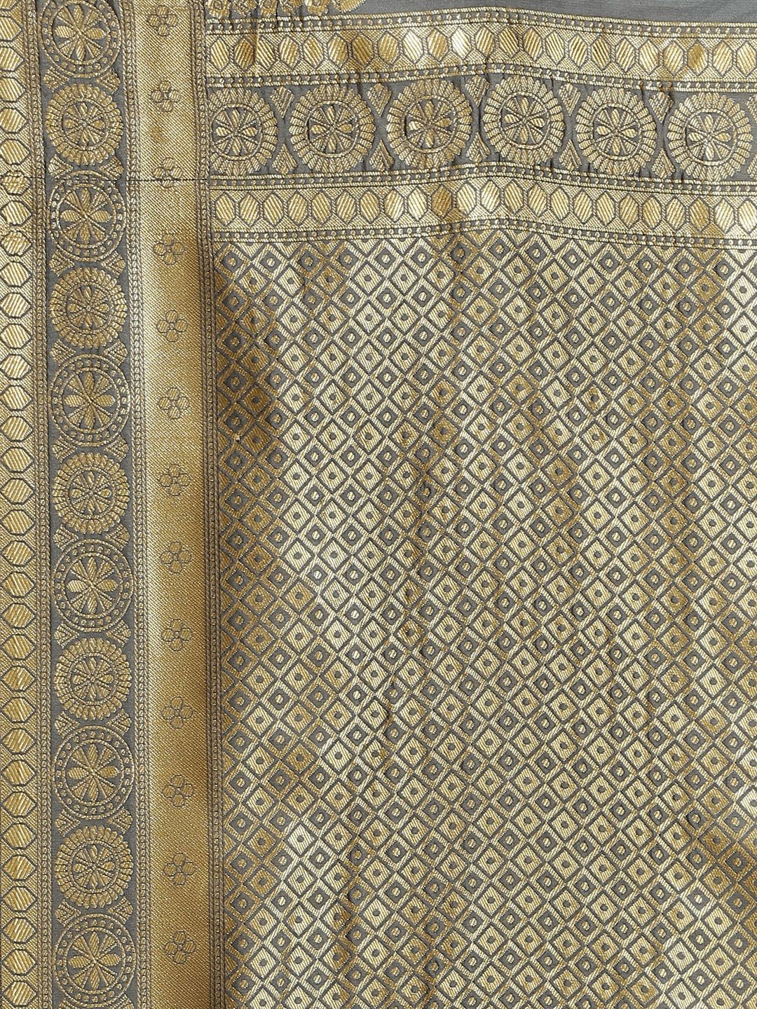Saree mall Grey & Golden Woven Design Banarasi Saree