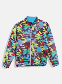 Monte Carlo Boys Camouflage Print & Colourblocked Reversible Padded Jacket