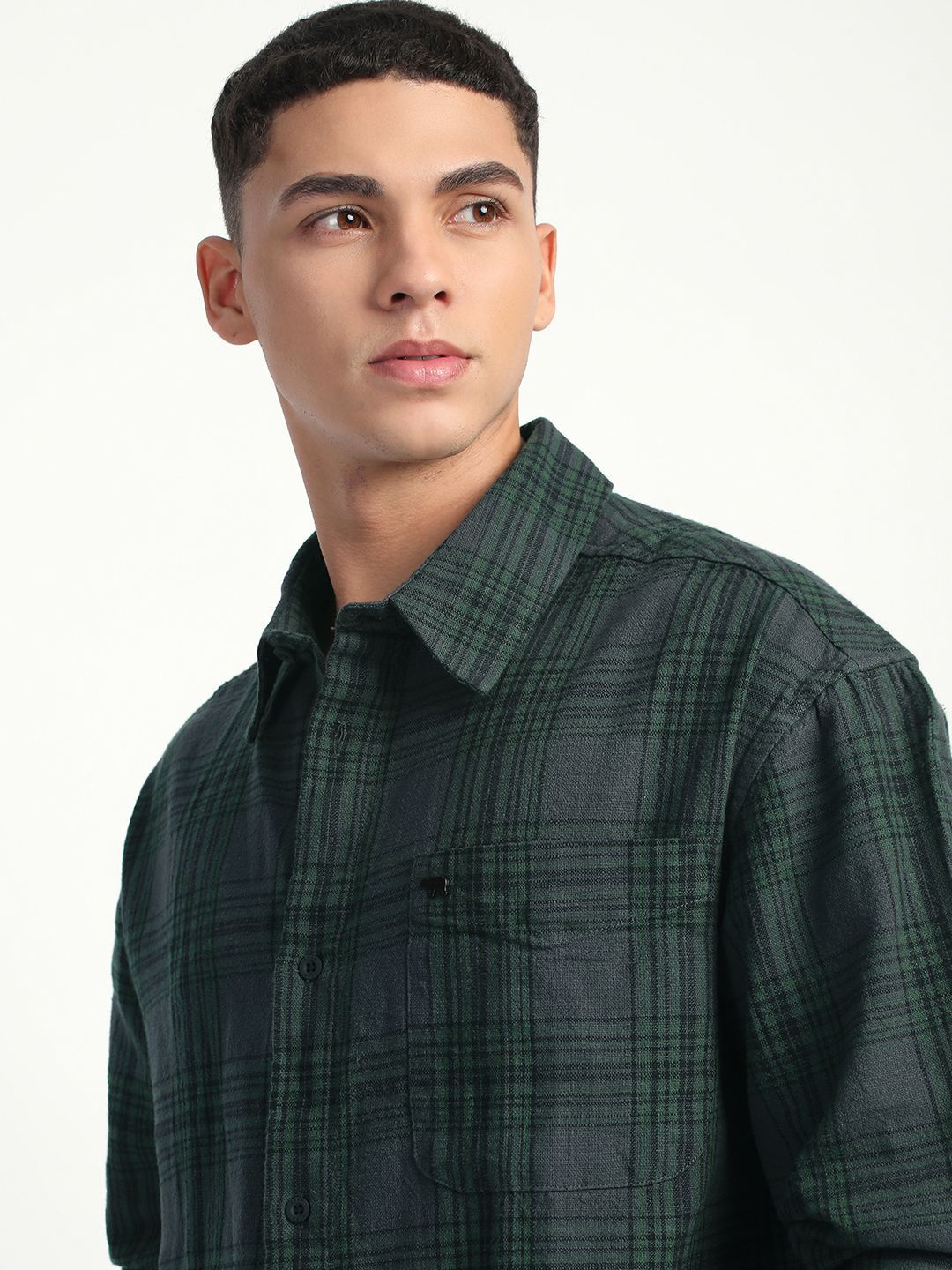 THE BEAR HOUSE Men Tartan Checks Opaque Relaxed Fit Pure Cotton Casual Shirt