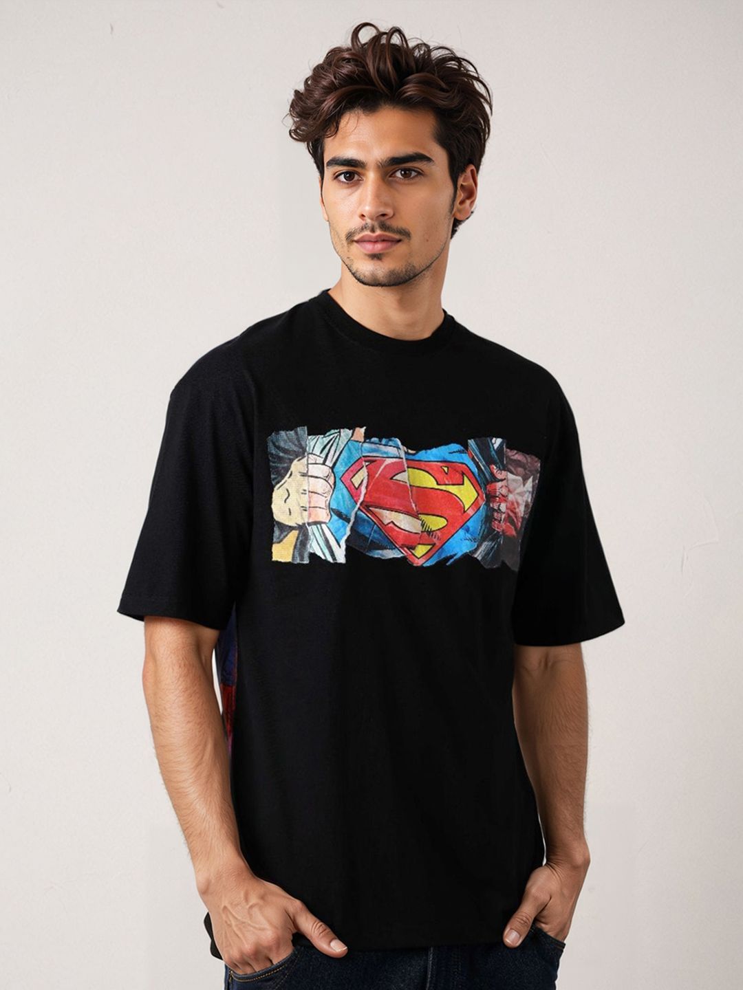 T-Shirt T-Shirt Leher Bercetak Grafik Indian Superman T-Shirt