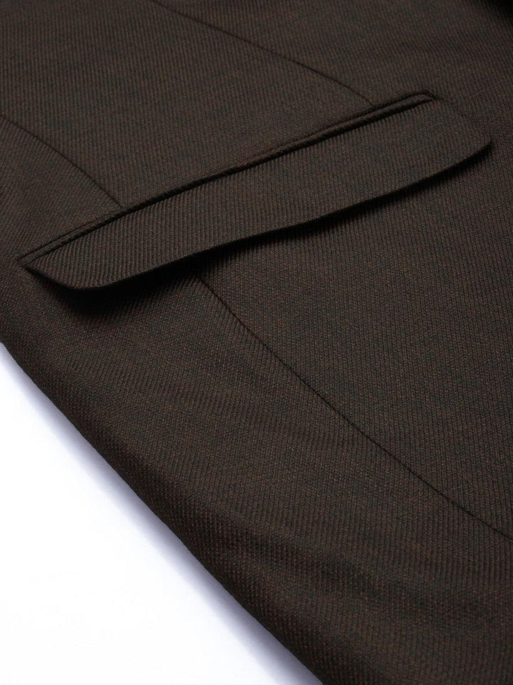 Raymond Men Brown Slim Fit Self Design Single-Breasted Formal Blazer