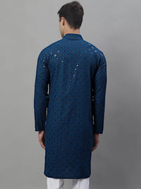 Jompers Mandarin Collar Ethnic Motifs Embroidered Chikankari Kurta