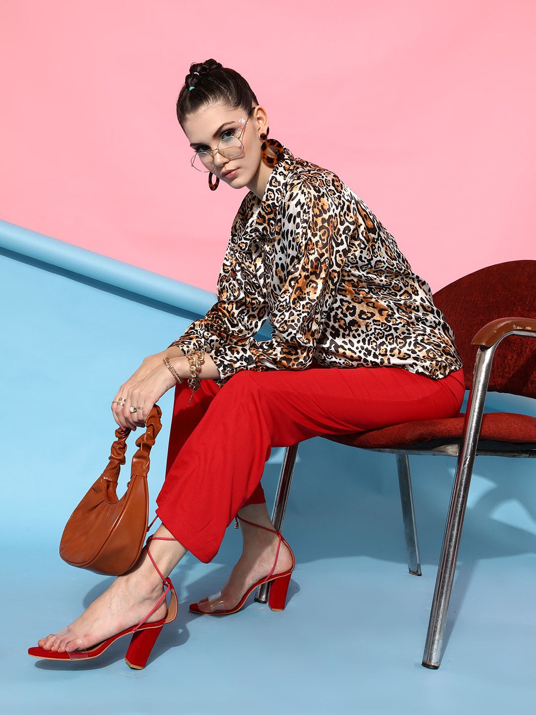 STREET 9 Women Brown Animal Printed Casual Shirt