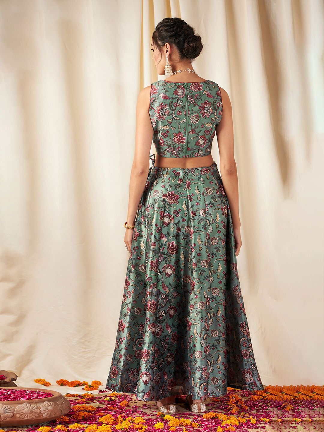 Shae by SASSAFRAS Floral Printed Ready to Wear Lehenga & Crop Top