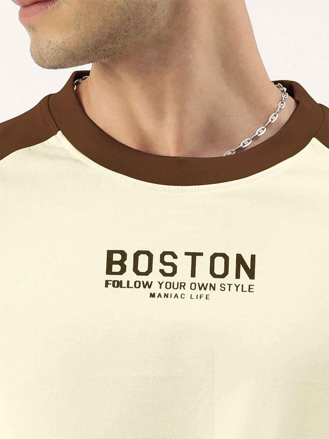 Maniac Colourblocked Raglan Sleeves Cotton Oversized T-shirt