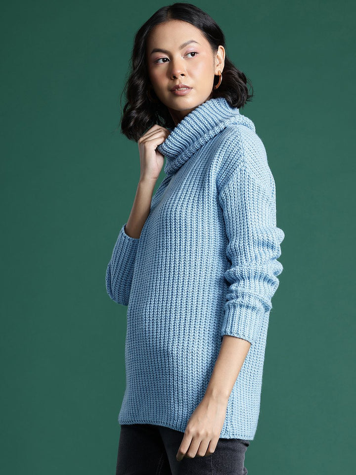 DressBerry Self-Striped Drop-Shoulder Sleeves Pullover