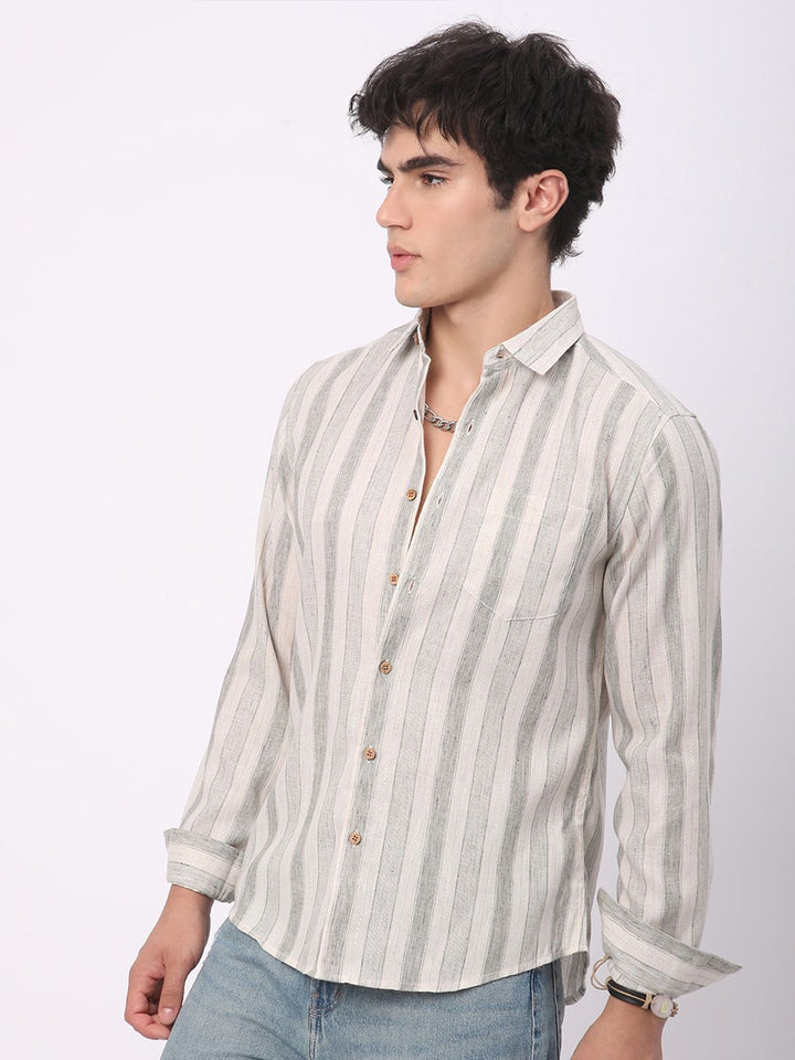 VASTRADO Men Classic Slim Fit Opaque Striped Casual Shirt