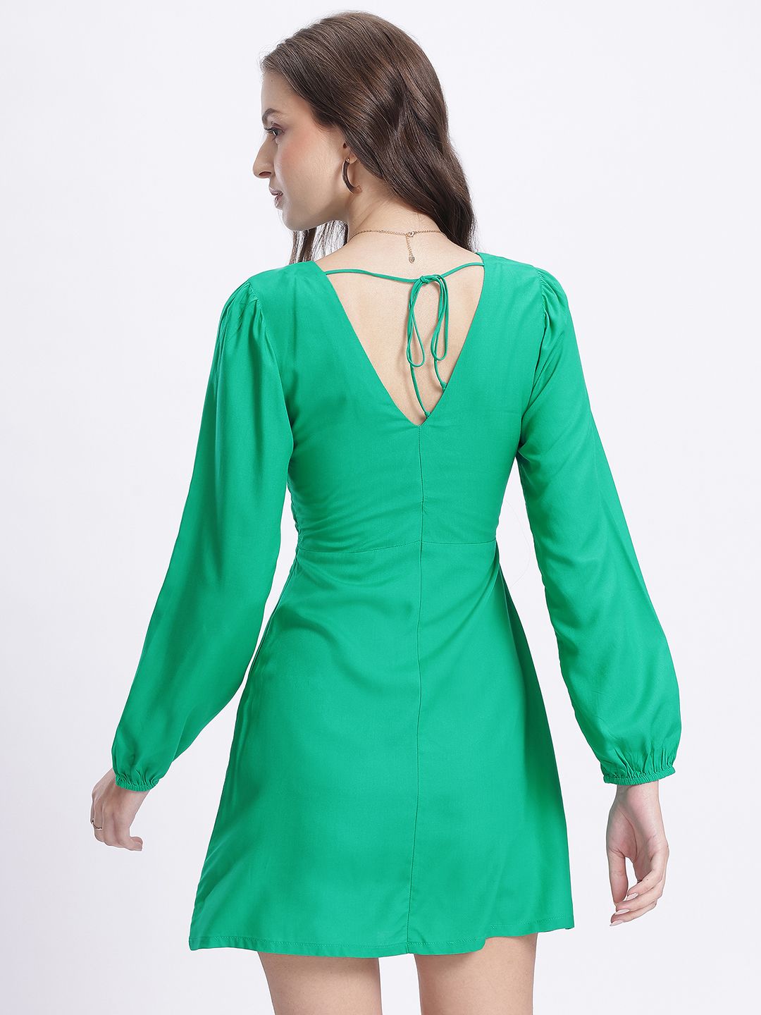 DressBerry Cinched Chic Empire Puff Sleeve Mini Dress