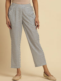 W Women Geometric Printed Cropped Cotton Ethnic Trouser