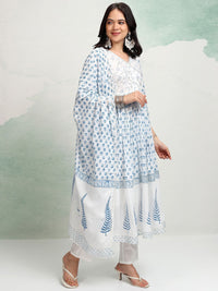 Vishudh Ethnic Motifs Embroidered Gotta Patti Pure Cotton Kurta With Trousers & Dupatta