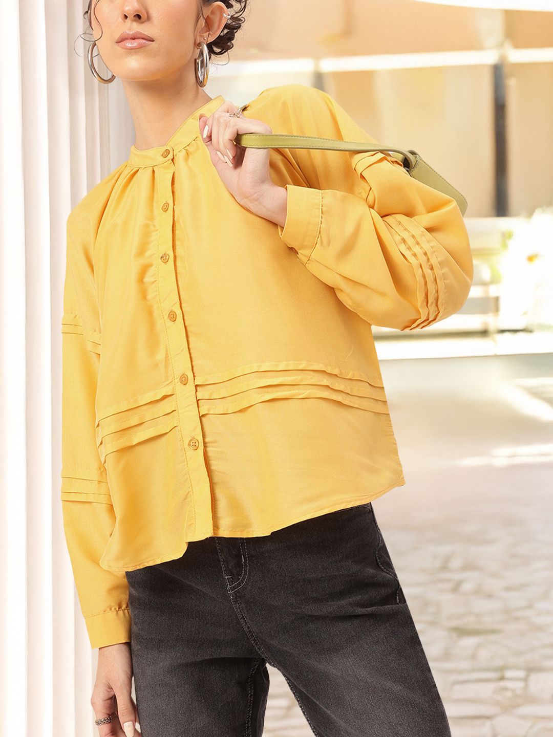 DressBerry Elevated Simplicity Pleated Shirt