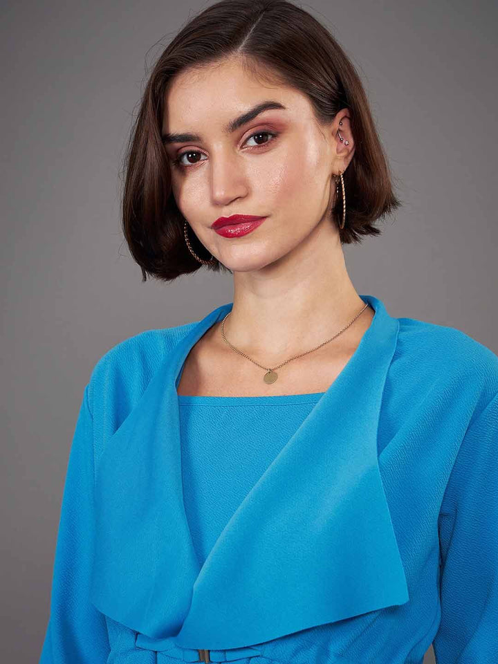 SASSAFRAS worklyf Square Neck Bodycon Midi Dress With Shrug