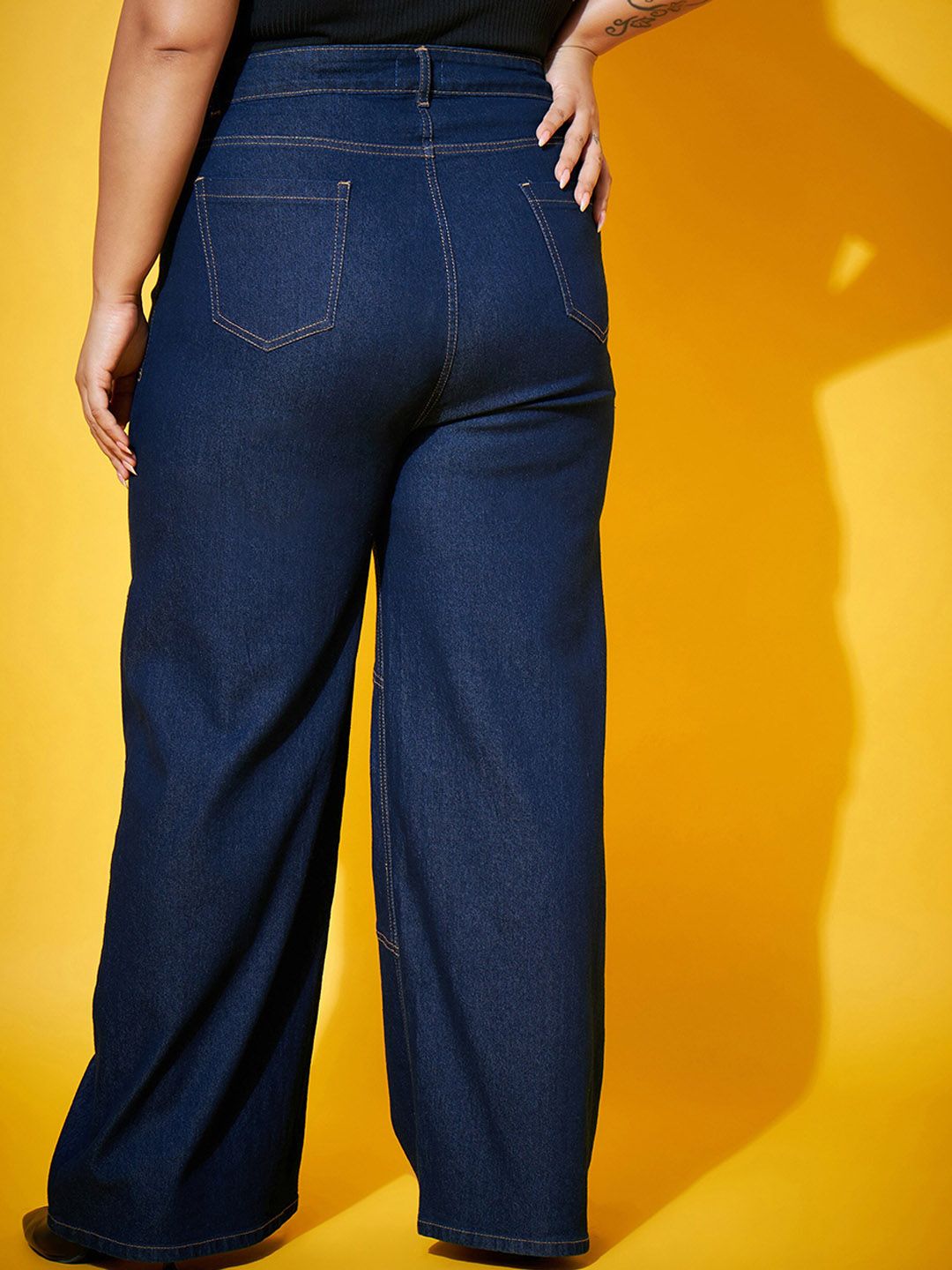 SASSAFRAS Curve Women Navy Blue Mid-Rise Comfort Straight Fit Stretchable Jeans