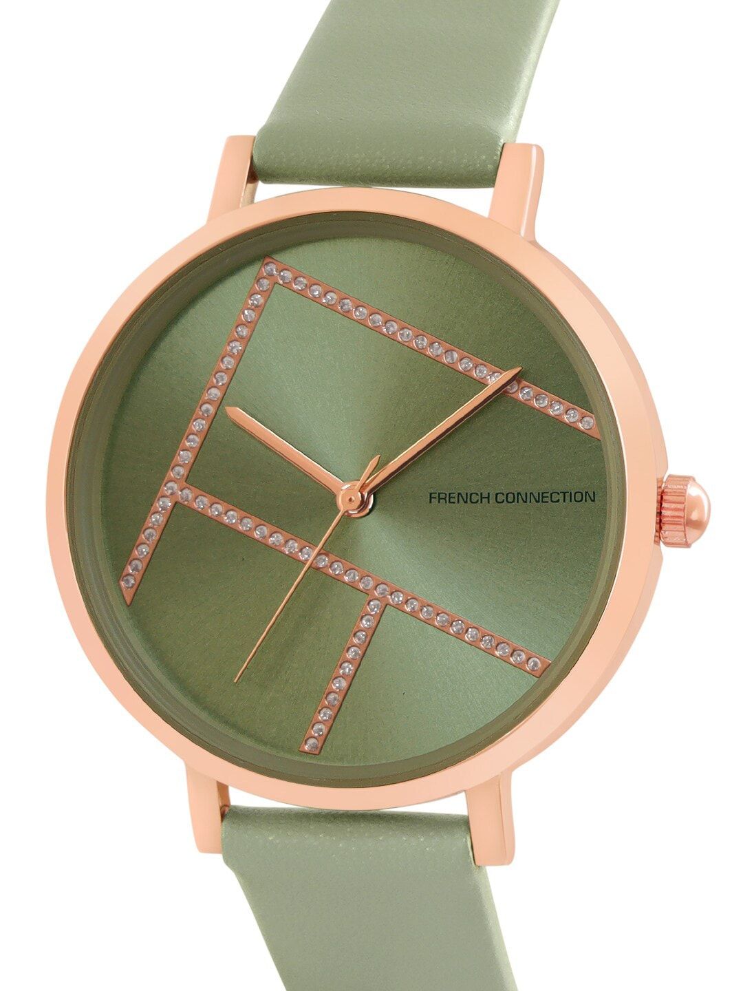 French Connection Women Green Leather Straps Analogue Watch FCN00012B
