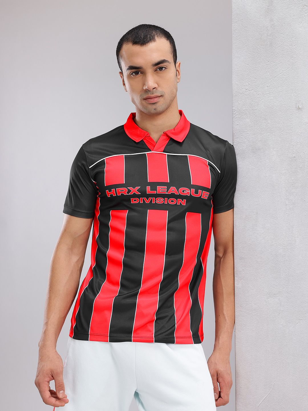 HRX by Hrithik Roshan Striped Polo Collar Lifestyle T-shirt