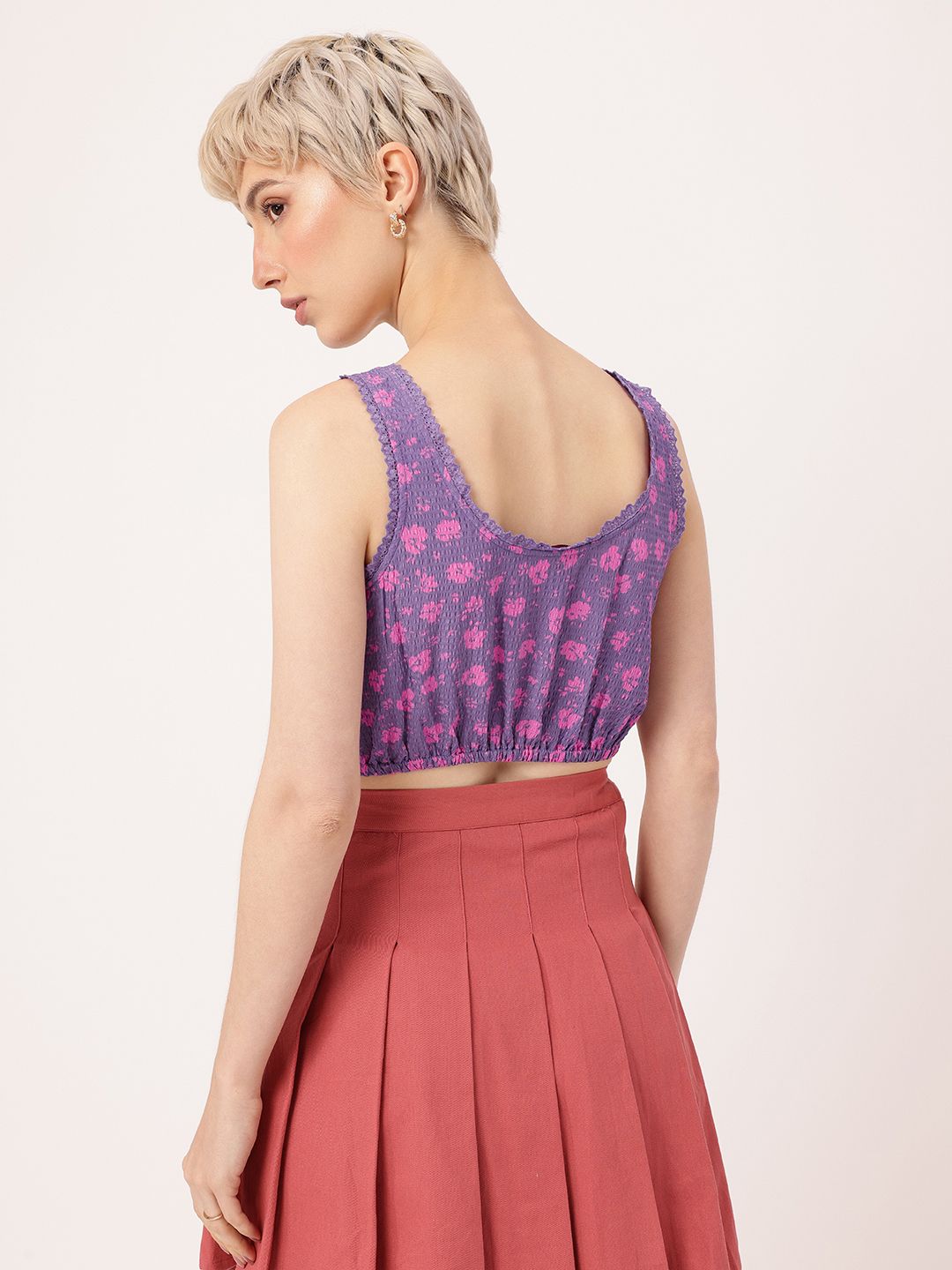 DressBerry Mini Blooms Seersucker Blouson Top