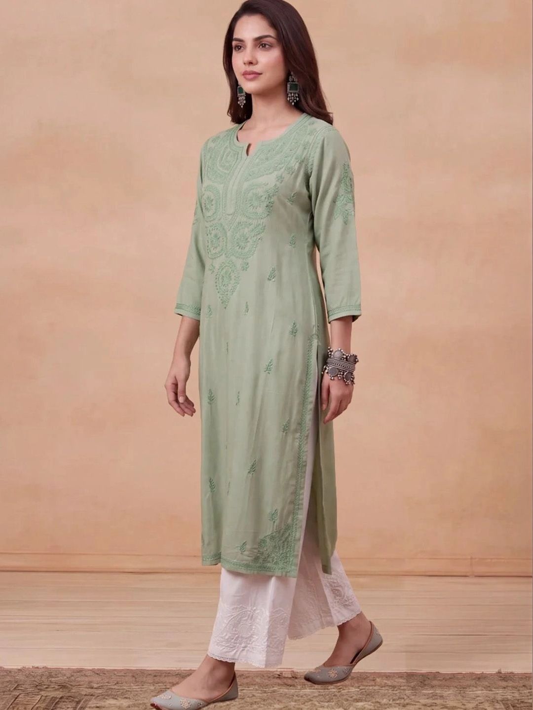 House of Chikankari Women Ethnic Motifs Embroidered Thread Work Kurta