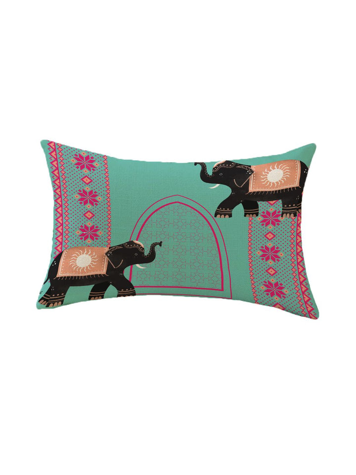 STITCHNEST Pink & Blue Set of 2 Ethnic Motifs Rectangle Cushion Covers