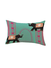 STITCHNEST Pink & Blue Set of 2 Ethnic Motifs Rectangle Cushion Covers