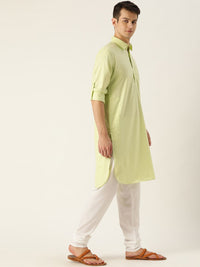 SOJANYA Men Lime Green Solid Pathani Kurta