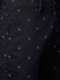 HIGHLANDER Men Black Printed Slim Fit Regular Shorts