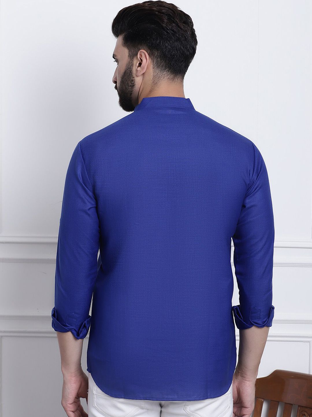 SOJANYA Mandarin Collar Cotton Silk Kurta Pendek Biasa