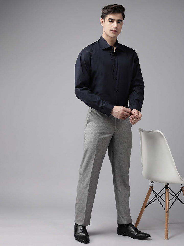 Park Avenue Men Solid Smart Fit Low-Rise Formal Trousers