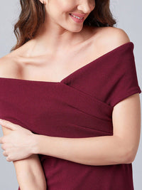 Athena Burgundy Pleated Bardot Top