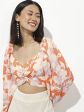DressBerry English Garden Escape Smocked Twisted Crop Top